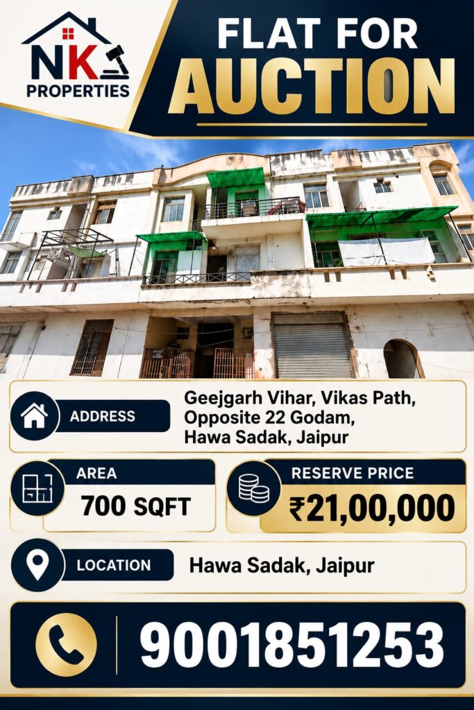 Bank Auction Property🏦 Property Type: Bank Auction Property📍 Address: Geejgarh Vihar, Vikas Path, Opposite 22 Godam, Hawa Sadak, Jaipur📐 Area: 700 Sq. Ft.💰 Reserve Price: ₹21,00,000📌 Location: Hawa Sadak, Jaipur<div> – Geejgarh Vihar, Vikas Path, Hawa Sadak, Jaipur | 700 Sq. Ft. | ₹21 Lakh</div> 1001356224