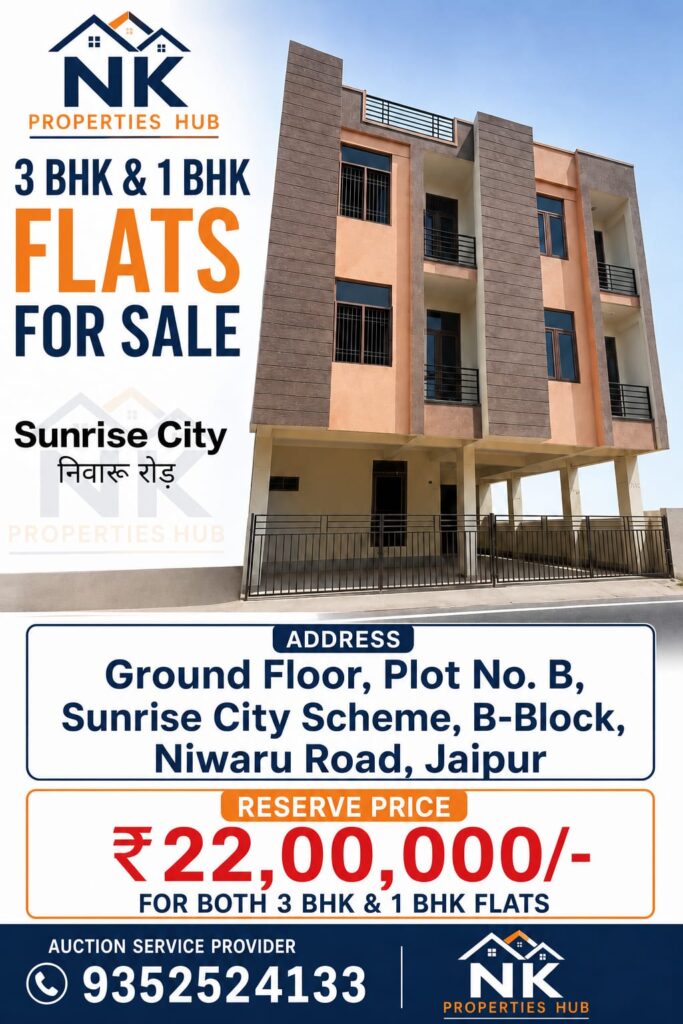 3 BHK & 1 BHK Flats for Sale – Sunrise City, Niwaru Road, Jaipur | ₹22 Lakh 1001358302