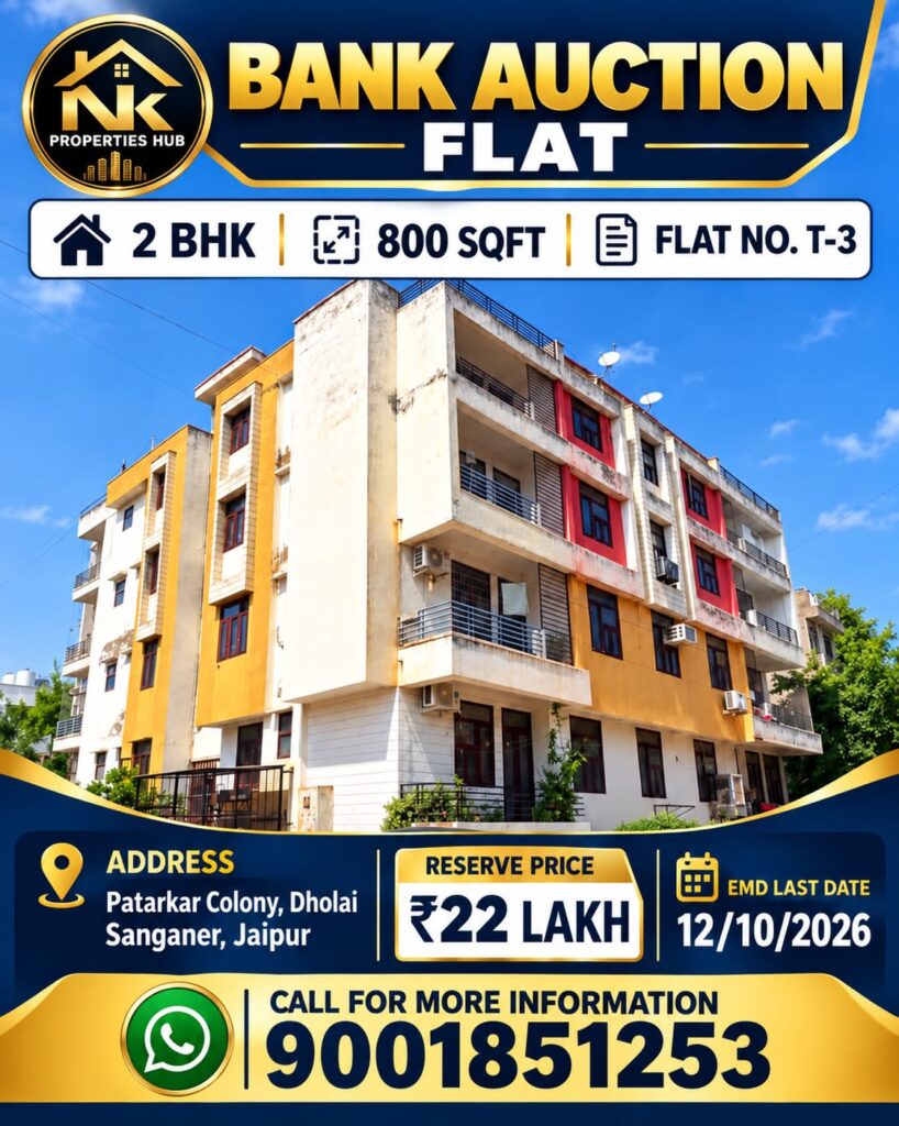 Auction Flat – Patarkar Colony, Dholai, Sanganer, Jaipur | 2 BHK | ₹22 Lakh 1001375468